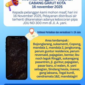 Kebocoran Pipa JDU 300 mm Hentikan Aliran Air di Sejumlah Wilayah Garut Kota, Manajemen PDAM Tirta Intan Sampaikan Permohonan Maaf dan Janji Perbaikan Secepatnya